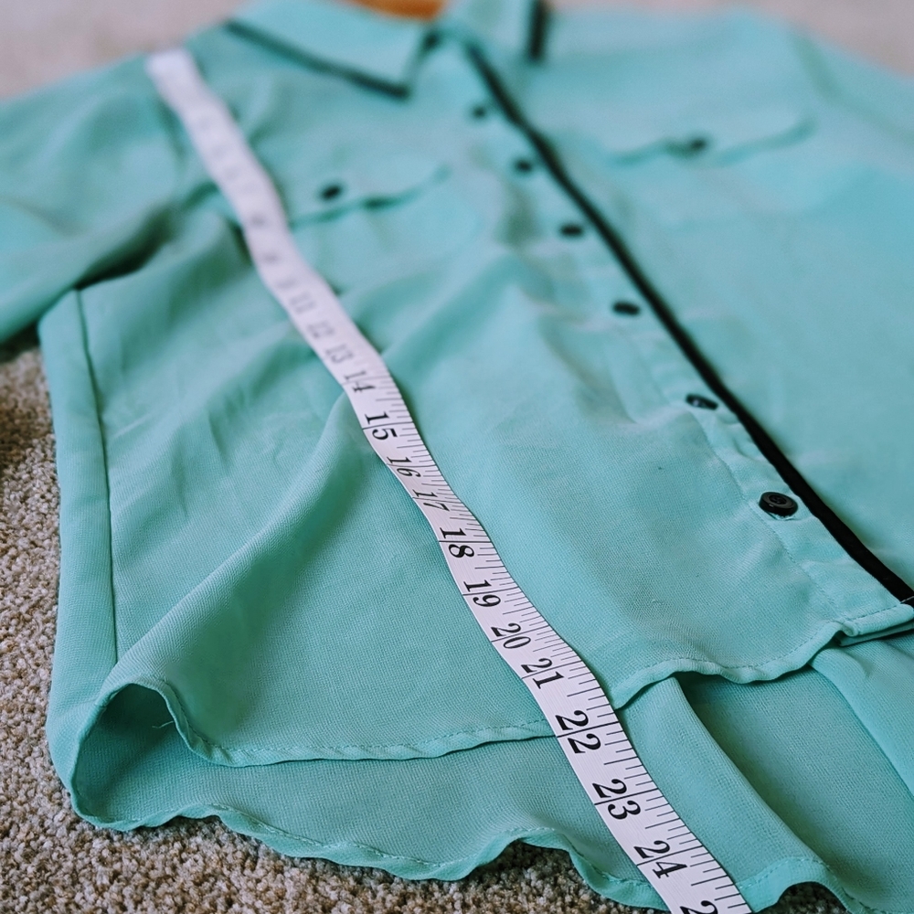 Light Teal & Black Button Down - Picture 7 of 8